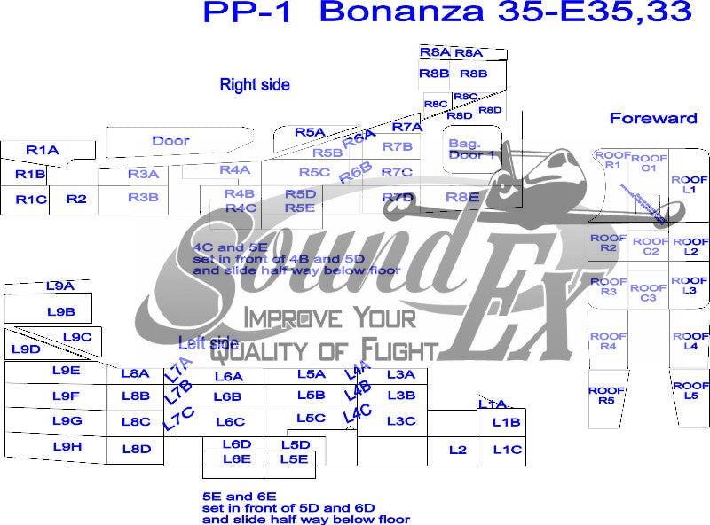 PP-01D Bonanza 35-E35,33 Package includes - Roof, Sides, and Belly