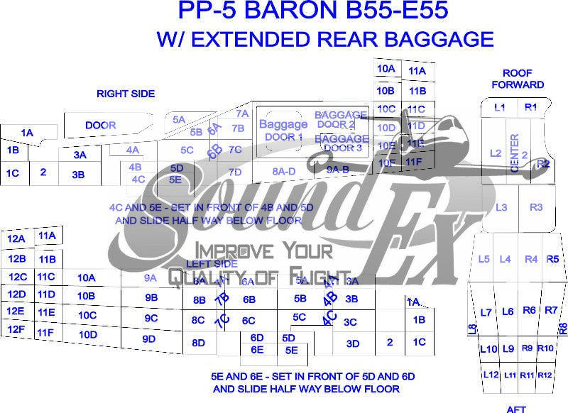 PP-05D Bonanza/Baron F33-G33/B55-E55 with Ext. Baggage includes Belly